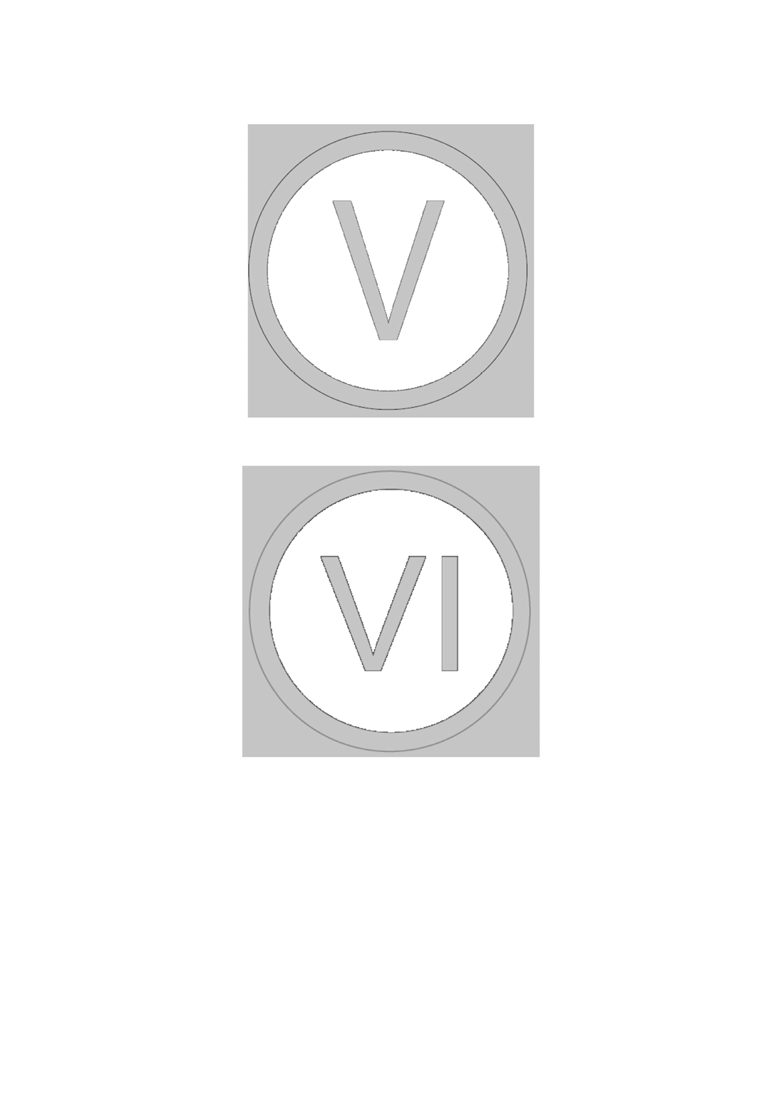 Two gray squares each containing a circle with Roman numerals V and VI inside.

Description generated by AI
